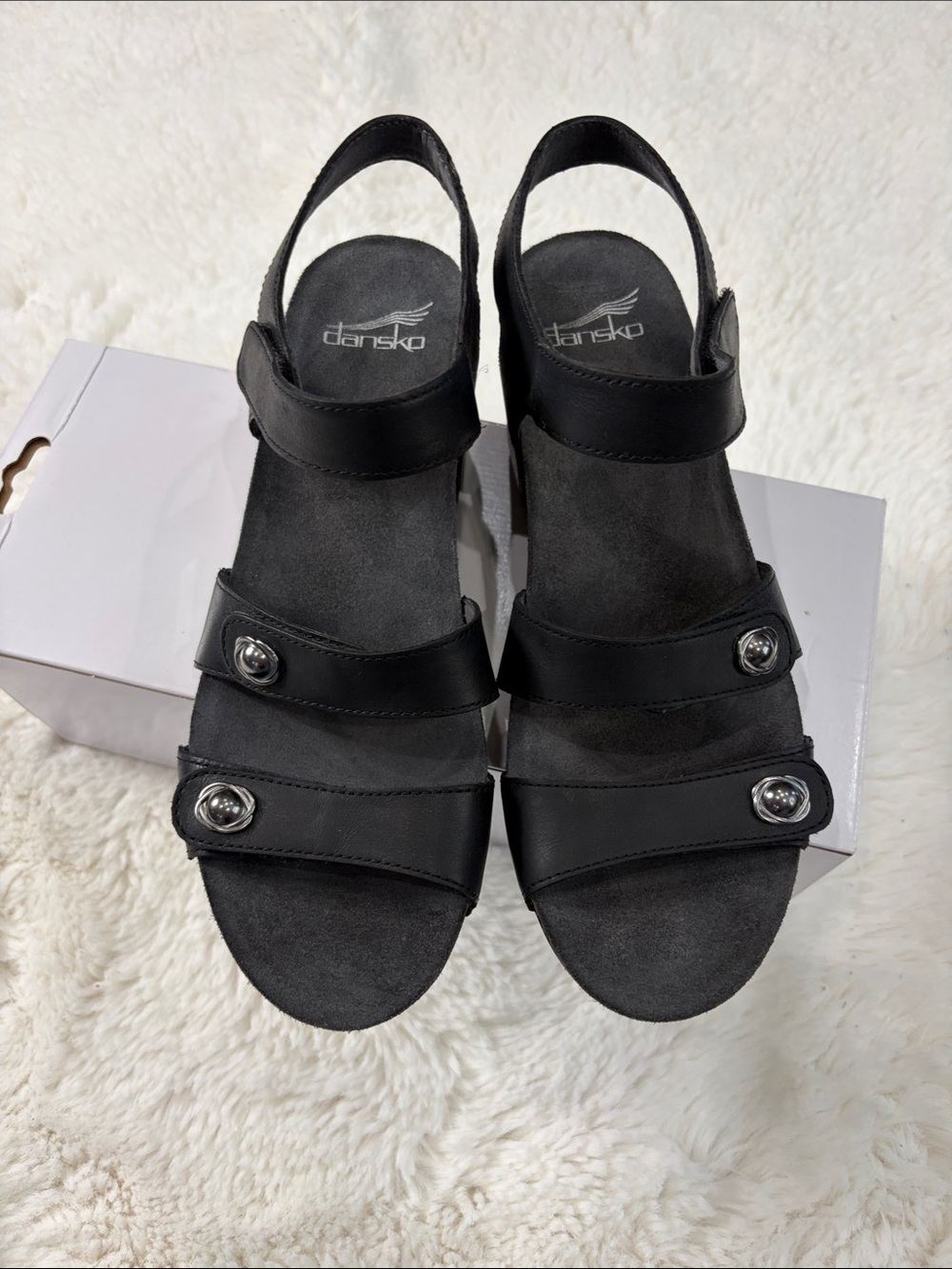 Dansko Black Triple-Strap Slingback Sandals - Picture 10 of 16